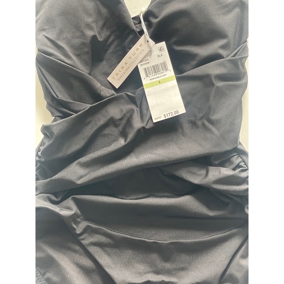 Trina Turk‎ Monaco Wrap Front Plunge One-Piece Swimsuit Black Women's Size 4 - Picture 5 of 5